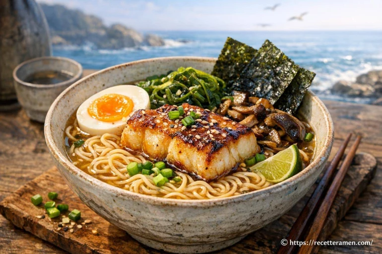 Ramen au cabillaud confit : une douceur marine inégalée à savourer
