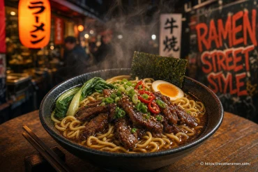 Ramen street style au bœuf sauté et notes fumées