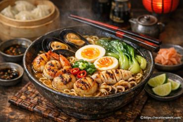 Ramen aux fruits de mer snackés : une inspiration bistrot asiatique savoureuse