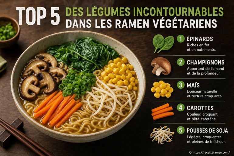 Top 5 des légumes incontournables dans les ramen végétariens