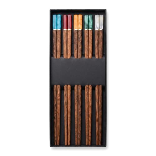 Baguette Chinoise 5 Paires, Reutilisable Baguette Bois Natur