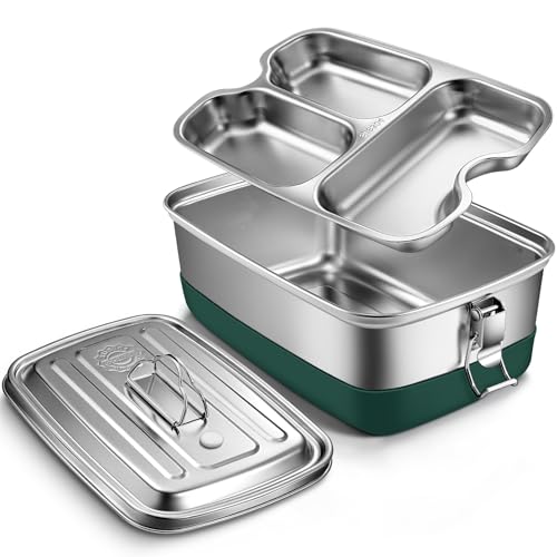Aurinovellia Bento Lunch Box en Inox, Lunchbox avec 3 Compar