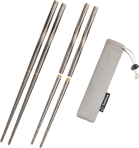 Thous Winds Lot de 2 paires Baguettes en Titane, Ultra Légèr