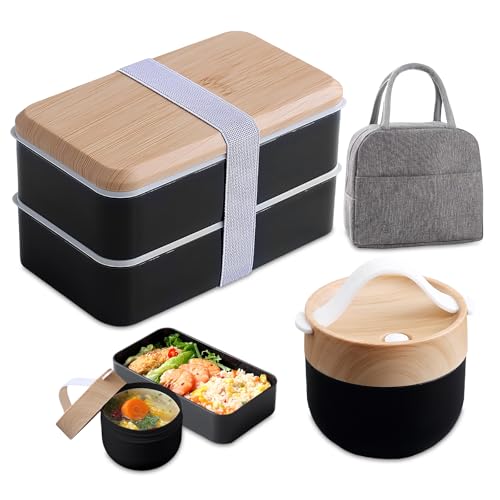 PRITOK Boîte à Bento Isotherme 1400ml + Bol à Soupe 600ml av