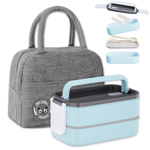 Haoh Bento Lunch Box Kit,1400 ml Double Couche Boite Repas a