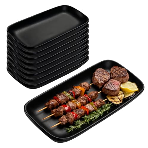 Lot de 8 assiettes de service - Noir - 15,5 x 9,1 cm - Assie
