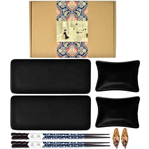 Artcome Lot de 8 assiettes à sushi en céramique de style jap