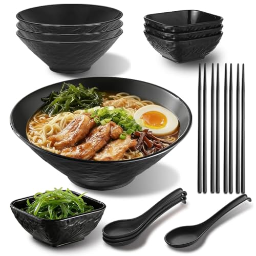 Berglander Set de Bol Ramen 4 x 1200ml avec Bols à Sauce, Ba