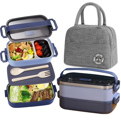 Haoh Bento Lunch Box avec Sac Lunch, 1100ml 2 Etages Boite R