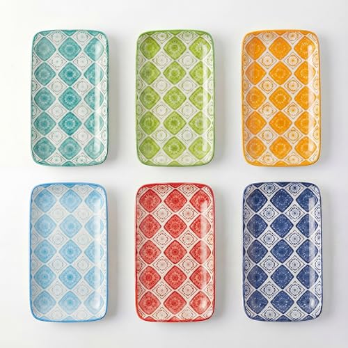Assiettes Rectangulaires Multicolores 20x11 cm
