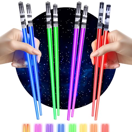 ChopSabers Lot de 4 paires de baguettes lumineuses à DEL en 
