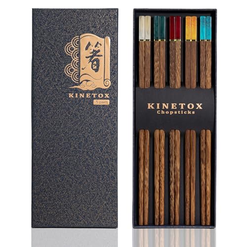 KINETOX Baguette Bois 5Paires Baguettes Chinoise Coffret Cad