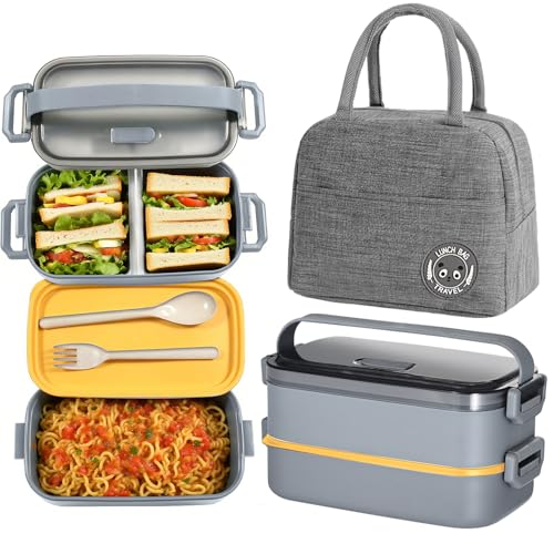 Haoh Bento Lunch Box Kit, 1600ml 2 Etages Boite Repas avec S