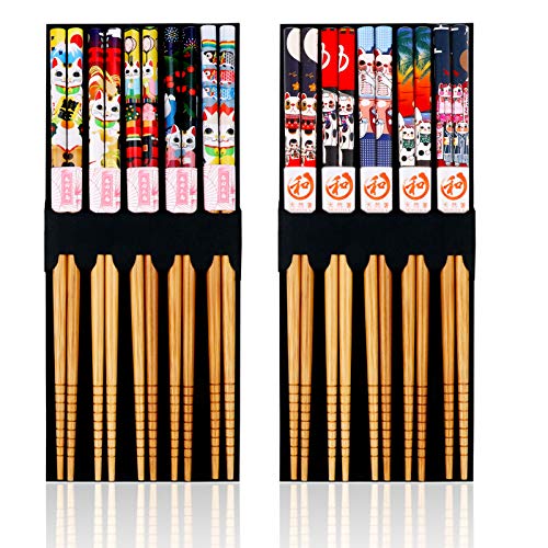 10Paires Baguette Chinoise, Naturel Bambou Baguettes Japonai