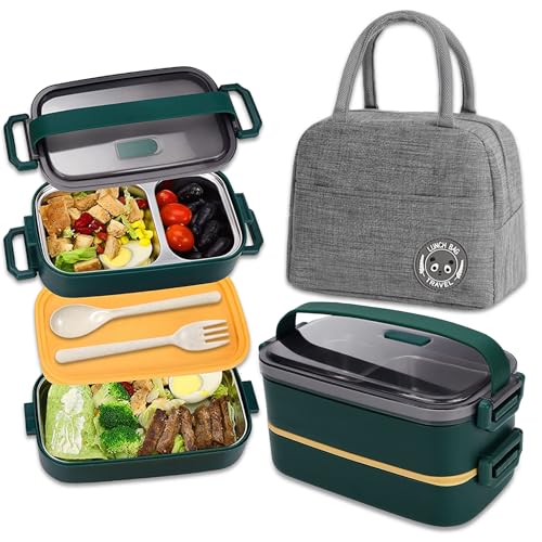 Haoh Bento Lunch Box avec Sac Lunch, 1100ml 2 Etages Boite R