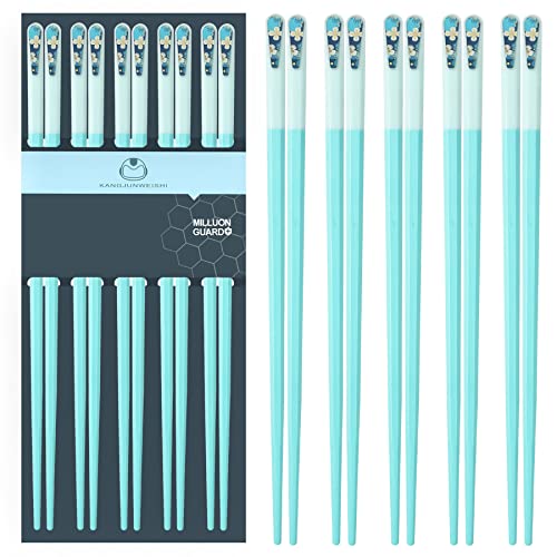 Slivek Lot de 5 paires de baguettes japonaises en fibre de v