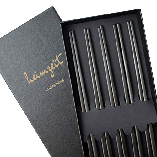 heimzeit Baguettes en Acier Inoxydable Noir - Lot de 5 Paire