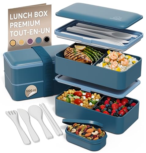 Boîte Bento Étanche 1200ml Bleu