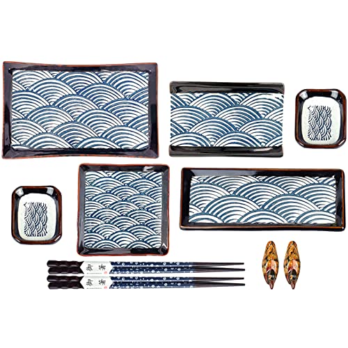 Artcome Lot de 10 assiettes à sushi en céramique de style ja