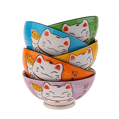 lachineuse - Coffret Bols Japonais Design Maneki Neko - 5 Bo