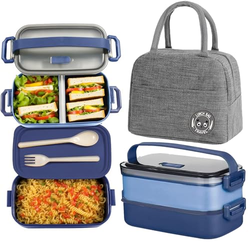 Haoh Bento Lunch Box Kit, 1600ml 2 Etages Boite Repas avec S