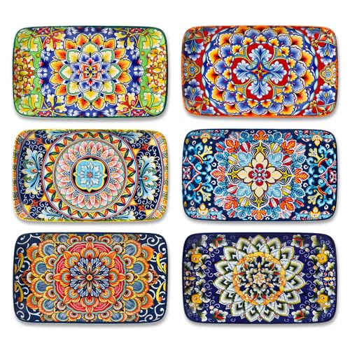 vancasso SIMI Lot de 6 Assiettes Rectangulaires en Porcelain