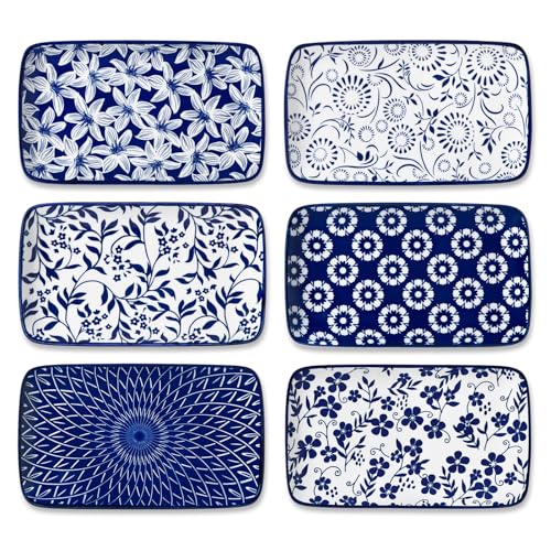 Assiettes Rectangulaires Porcelaine Bleues